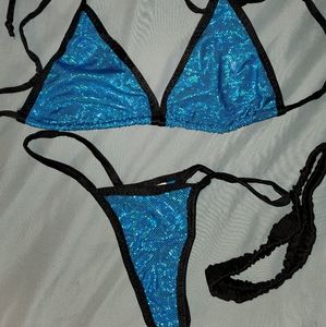 Sparkly Rave Tri-Top Legal Thong Bottom Bikini